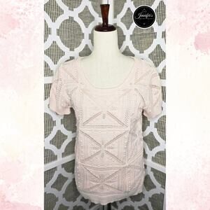 Kailey K Nordstrom Rack NWT Iced Pink Scoop Neck Short Sleeve Sweater Size M